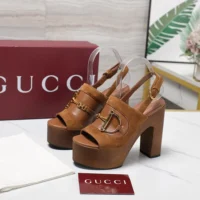 Gucci Women Platform Sandal with Horsebit-Brown 834420AAEXM (1)