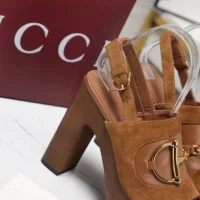 Gucci Women Platform Sandal with Horsebit-Brown 834420AAEXM (1)