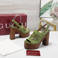 Gucci Women Platform Sandal with Horsebit-Light Green 834420AAEXM (1)
