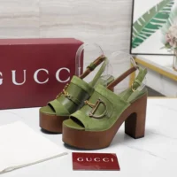 Gucci Women Platform Sandal with Horsebit-Light Green 834420AAEXM (1)