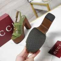 Gucci Women Platform Sandal with Horsebit-Light Green 834420AAEXM (1)