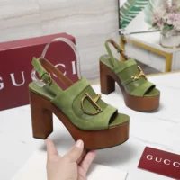 Gucci Women Platform Sandal with Horsebit-Light Green 834420AAEXM (1)