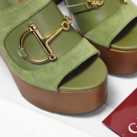 Gucci Women Platform Sandal with Horsebit-Light Green 834420AAEXM (1)