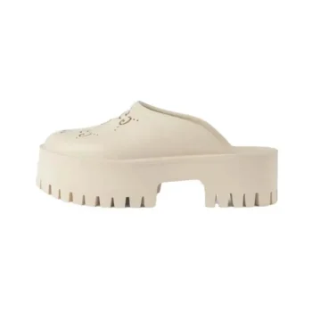 Sandalias Gucci para mujer de goma con monograma GG y plataforma perforada Elea de 55 mm con suela dentada - Blanco