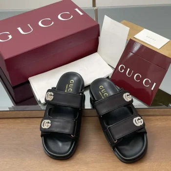 Gucci Women Sandal with Crystals-Black 816633AAEKU1000