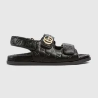 Gucci Women Sandal with Double G-Black 816625AAEGP1000