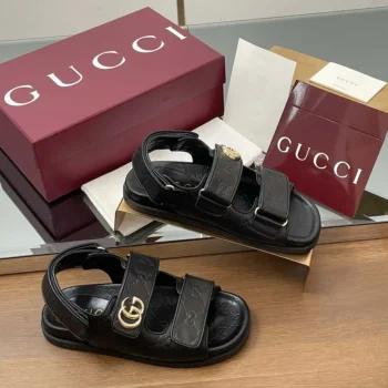 Gucci Women Sandal with Double G-Black 816625AAEGP1000