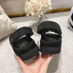 Gucci Women Sandal with Double G-Black 816630FAD9G