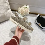 Gucci Women Sandal with Double G-Dark Brown 816630FAD9F