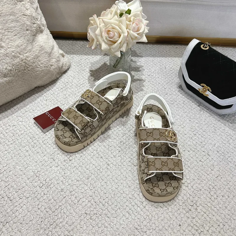 Gucci Women Sandal with Double G-Dark Brown 816630FAD9F