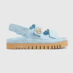 Gucci Women Sandal with Double G Light Blue 816630FAD9G