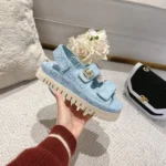 Gucci Women Sandal with Double G Light Blue 816630FAD9G