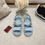 Gucci Women Sandal with Double G Light Blue 816630FAD9G