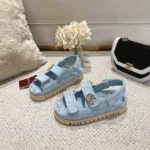 Gucci Women Sandal with Double G Light Blue 816630FAD9G