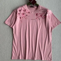 Gucci Women Soft Cotton Jersey T-shirt with Print-Pink (1)