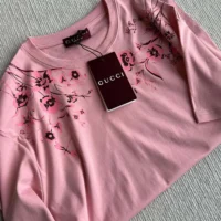 Gucci Women Soft Cotton Jersey T-shirt with Print-Pink (1)