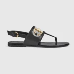 Gucci Women Thong Sandal with Horsebit-Black 834431AAEZJ