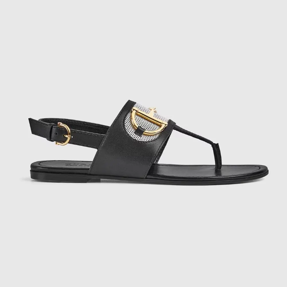 Gucci Women Thong Sandal with Horsebit-Black 834431AAEZJ (1) Gucci Women Thong Sandal with Horsebit-Black 834431AAEZJ