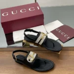 Gucci Women Thong Sandal with Horsebit-Black 834431AAEZJ