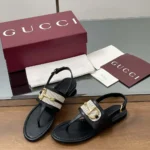 Gucci Women Thong Sandal with Horsebit-Black 834431AAEZJ