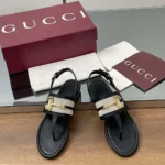 Gucci Women Thong Sandal with Horsebit-Black 834431AAEZJ