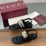 Gucci Women Thong Sandal with Horsebit-Black 834431AAEZJ