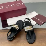 Gucci Women Thong Sandal with Horsebit-Black 834431AAEZJ