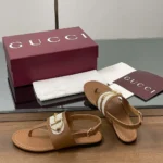 Gucci Women Thong Sandal with Horsebit-Brown 834431AAEZJ