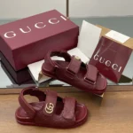 Gucci Women Sandal with Double G-Maroon ‎816625AAEGP6207