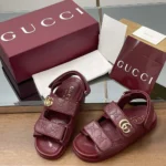 Gucci Women Sandal with Double G-Maroon ‎816625AAEGP6207