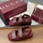 Gucci Women Sandal with Double G-Maroon ‎816625AAEGP6207
