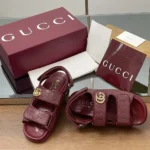 Gucci Women Sandal with Double G-Maroon ‎816625AAEGP6207