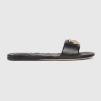 Gucci Women's Slide Sandal with Doube G-Black 832449BKO00