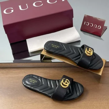 Gucci Women's Slide Sandal with Doube G-Black 832449BKO00