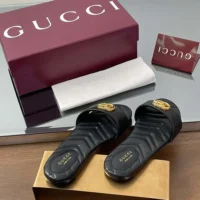 Gucci Women’s Slide Sandal with Doube G-Black 832449BKO00 (1)
