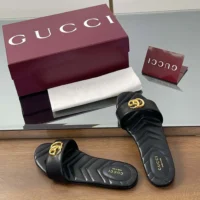 Gucci Women’s Slide Sandal with Doube G-Black 832449BKO00 (1)