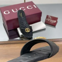 Gucci Women’s Slide Sandal with Doube G-Black 832449BKO00 (1)