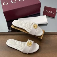 Gucci Women’s Slide Sandal with Doube G-White 832449BKO00 (1)