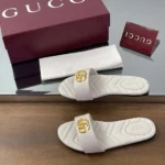 Gucci Women's Slide Sandal with Doube G-White 832449BKO00