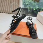Hermes Women June Sandal in Calfskin-Black H242104Zv02360
