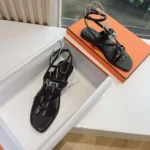 Hermes Women June Sandal in Calfskin-Black H242104Zv02360