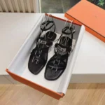 Hermes Women June Sandal in Calfskin-Black H242104Zv02360