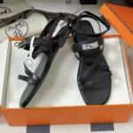 Hermes Women June Sandal in Calfskin-Black H242104Zv02360