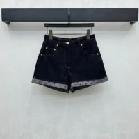 Louis Vuitton Women Cuffed Hem Denim Mini Shorts 1AI160 (1)