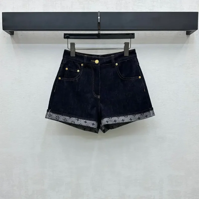 Louis Vuitton Damen Denim-Minishorts mit Bündchensaum 1AI160