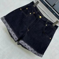 Louis Vuitton Women Cuffed Hem Denim Mini Shorts 1AI160 (1)