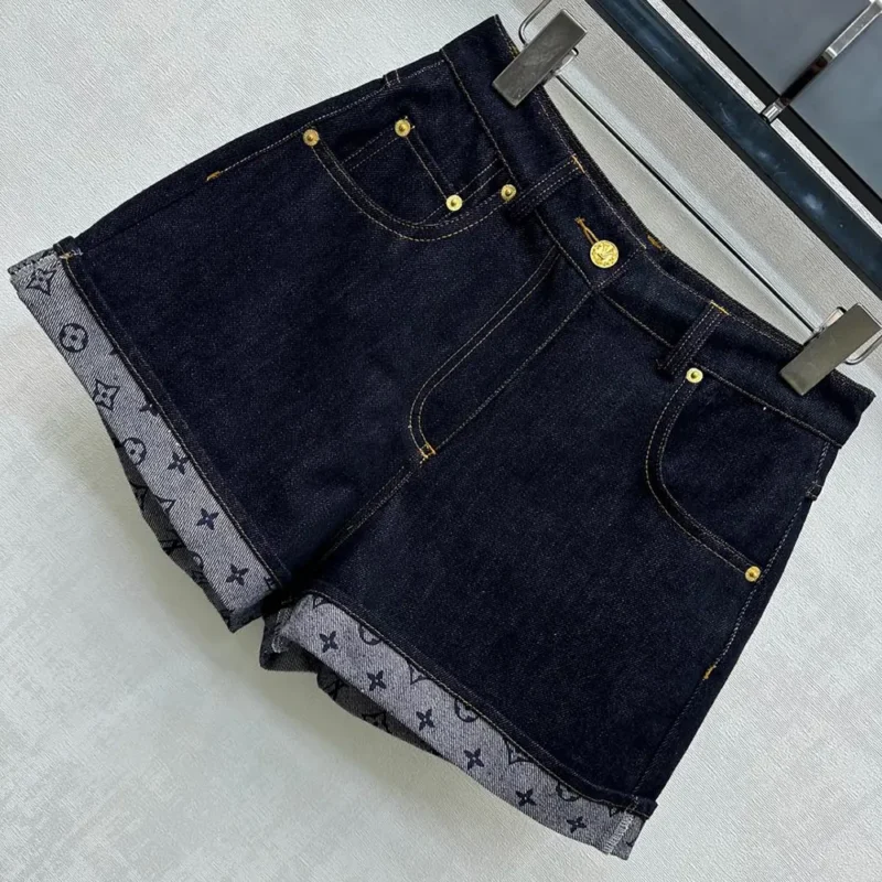 Louis Vuitton Damen Denim-Minishorts mit Bündchensaum 1AI160