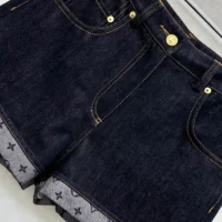 Louis Vuitton Women Cuffed Hem Denim Mini Shorts 1AI160 (1)