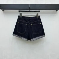 Louis Vuitton Women Cuffed Hem Denim Mini Shorts 1AI160 (1)