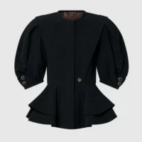 Louis Vuitton Women Puff-Sleeve Peplum Jacket 1AIBB6 (1)